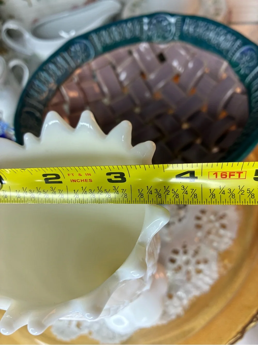Westmoreland lily of the valley milk glass